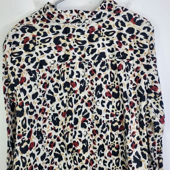 Foxcroft Button Down Shirt Womens 22W Shaped Fit Wrinkle Free Leopard Colorful - Picture 2 of 11